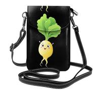 WHJSSF Small Cell Phone Purse 7.6x4.9in Dancing Yellow Radish Printed Leather Crossbody Flap Phone Case For Women, Perfect For Walking, Camping
