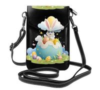WHJSSF Small Cell Phone Purse 7.6x4.9in Easter Egg Paradise On The Clouds Printed Leather Crossbody Flap Phone Case For Women, Perfect For Walking, Camping