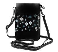 WHJSSF Small Cell Phone Purse 7.6x4.9in Falling Snowflakes Printed Leather Crossbody Flap Phone Case For Women, Perfect For Walking, Camping