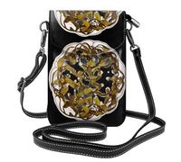 Whjssf Small Cell Phone Purse 7.6x4.9in Floating Kelp Printed Leather Crossbody Flap Phone Case For Women, Perfect For Walking, Camping Black