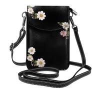 Whjssf Small Cell Phone Purse 7.6x4.9in Flowers Against The Backdrop Printed Leather Crossbody Flap Phone Case For Women, Perfect For Walking, Camping