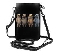 Whjssf Small Cell Phone Purse 7.6x4.9in Four Printed Bears Printed Leather Crossbody Flap Phone Case For Women, Perfect For Walking, Camping