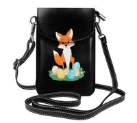 WHJSSF Small Cell Phone Purse 7.6x4.9in Fox And Easter Eggs Printed Leather Crossbody Flap Phone Case For Women, Perfect For Walking, Camping