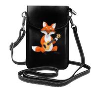 WHJSSF Small Cell Phone Purse 7.6x4.9in Fox Playing The Pipa Printed Leather Crossbody Flap Phone Case For Women, Perfect For Walking, Camping