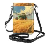 WHJSSF Small Cell Phone Purse 7.6x4.9in Galloping Tractor Printed Leather Crossbody Flap Phone Case For Women, Perfect For Walking, Camping