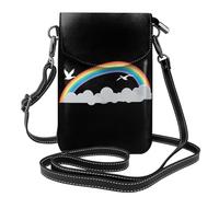 Whjssf Small Cell Phone Purse 7.6x4.9in Geese Flying In The Rainbow Printed Leather Crossbody Flap Phone Case For Women, Perfect For Walking, Camping