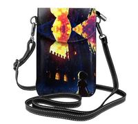 Whjssf Small Cell Phone Purse 7.6x4.9in Girls Enjoying The Sunset Printed Leather Crossbody Flap Phone Case For Women, Perfect For Walking, Camping
