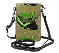 WHJSSF Small Cell Phone Purse 7.6x4.9in Green Frog Shadow Printed Leather Crossbody Flap Phone Case For Women, Perfect For Walking, Camping