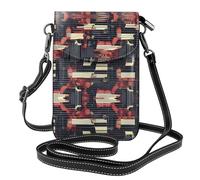 Whjssf Small Cell Phone Purse 7.6x4.9in Guitar Piano Pattern Printed Leather Crossbody Flap Phone Case For Women, Perfect For Walking, Camping