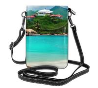 Whjssf Small Cell Phone Purse 7.6x4.9in Jamaican Elements Printed Leather Crossbody Flap Phone Case For Women, Perfect For Walking, Camping