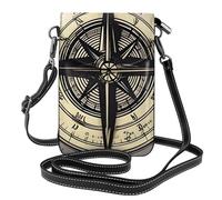 Whjssf Small Cell Phone Purse 7.6x4.9in Law Of The Compass Sea Printed Leather Crossbody Flap Phone Case For Women, Perfect For Walking, Camping