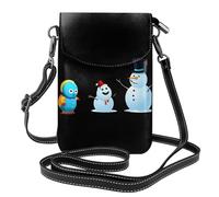 WHJSSF Small Cell Phone Purse 7.6x4.9in Little Monster Next To The Snowman Printed Leather Crossbody Flap Phone Case For Women, Perfect For Walking, Camping