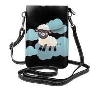 WHJSSF Small Cell Phone Purse 7.6x4.9in Little Sheep In The Clouds Printed Leather Crossbody Flap Phone Case For Women, Perfect For Walking, Camping