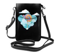 WHJSSF Small Cell Phone Purse 7.6x4.9in Lollipop In The Clouds Printed Leather Crossbody Flap Phone Case For Women, Perfect For Walking, Camping