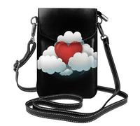 WHJSSF Small Cell Phone Purse 7.6x4.9in Love In The White Clouds Printed Leather Crossbody Flap Phone Case For Women, Perfect For Walking, Camping