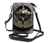 Whjssf Small Cell Phone Purse 7.6x4.9in Magical Design Norse Runes Compass Printed Leather Crossbody Flap Phone Case For Women, Perfect For Walking, Camping