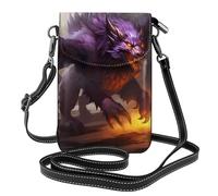 Whjssf Small Cell Phone Purse 7.6x4.9in Monster In The City Printed Leather Crossbody Flap Phone Case For Women, Perfect For Walking, Camping