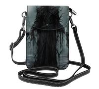 Whjssf Small Cell Phone Purse 7.6x4.9in Monster In The Woods Printed Leather Crossbody Flap Phone Case For Women, Perfect For Walking, Camping