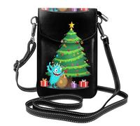 WHJSSF Small Cell Phone Purse 7.6x4.9in Monster Under The Christmas Tree Printed Leather Crossbody Flap Phone Case For Women, Perfect For Walking, Camping