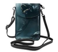 Whjssf Small Cell Phone Purse 7.6x4.9in Monster Under The Sea Printed Leather Crossbody Flap Phone Case For Women, Perfect For Walking, Camping
