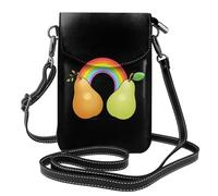 WHJSSF Small Cell Phone Purse 7.6x4.9in Pears On The Rainbow Printed Leather Crossbody Flap Phone Case For Women, Perfect For Walking, Camping