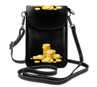WHJSSF Small Cell Phone Purse 7.6x4.9in Stacks Of Gold Coins Printed Leather Crossbody Flap Phone Case For Women, Perfect For Walking, Camping