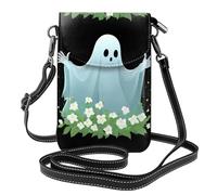 WHJSSF Small Cell Phone Purse 7.6x4.9in The Ghost Among Flowers Printed Leather Crossbody Flap Phone Case For Women, Perfect For Walking, Camping