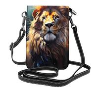 Whjssf Small Cell Phone Purse 7.6x4.9in The Proud Lion Printed Leather Crossbody Flap Phone Case For Women, Perfect For Walking, Camping