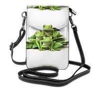 WHJSSF Small Cell Phone Purse 7.6x4.9in Three Little Frogs Printed Leather Crossbody Flap Phone Case For Women, Perfect For Walking, Camping