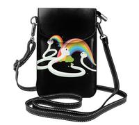 WHJSSF Small Cell Phone Purse 7.6x4.9in Three Little White Snakes Under The Rainbow Printed Leather Crossbody Flap Phone Case For Women, Perfect For Walking, Camping