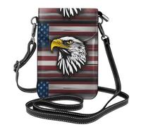WHJSSF Small Cell Phone Purse 7.6x4.9in Us Army Cool American Flag Eagle Printed Leather Crossbody Flap Phone Case For Women, Perfect For Walking, Camping