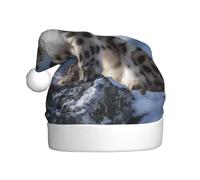 WHJSSF Snow Leopard on the Mountain Picture Christmas Hat for Adult Making It a Fun and Durable Gift for Men and Women