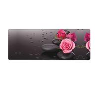 WHJSSF Spa Stone And Rose Flowers Mouse Pad 12x31.5in Large Desk Mat for Gaming & Work