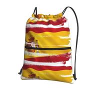 WHJSSF Spain Flag Prints Drawstring Zipper Backpack - Lightweight Water-Resistant Sport Gym Travel Bag with Front Pocket & Internal Organizer