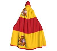 WHJSSF Spanish flag Printing Halloween Adult Hooded Cape Cloak - Super Large Hooded Cloak No Zipper
