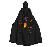 WHJSSF Spider in flames Printing Halloween Adult Hooded Cape Cloak - Super Large Hooded Cloak No Zipper