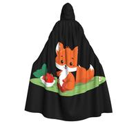 WHJSSF Strawberry-picking fox Printing Halloween Adult Hooded Cape Cloak - Super Large Hooded Cloak No Zipper