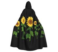 WHJSSF Sunflowers chase the sun Printing Halloween Adult Hooded Cape Cloak - Super Large Hooded Cloak No Zipper