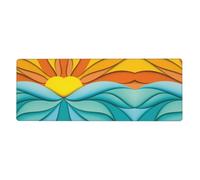 WHJSSF Sunset and Sunrise with Ocean Sea Waves Mouse Pad 12x31.5in Large Desk Mat for Gaming & Work