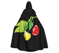 WHJSSF Sweet And Sour Cherries Prints Halloween Adult Hooded Cape Cloak For Role-Playing, Stage Costumes, Parties Easy Care