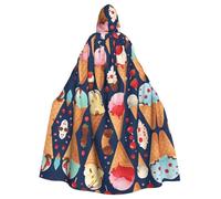 WHJSSF Sweet Ice Cream Printing Halloween Adult Hooded Cloak for various party and carnival settings