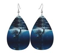 WHJSSF Swimming African Elephant Prints Dangle Water Drop Earrings - Chic Faux Leather Drops for Festive & Everyday Style