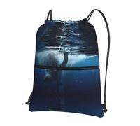 WHJSSF Swimming African Elephant Prints Drawstring Zipper Backpack - Lightweight Foldable Gym Bag, Travel Duffel with Front Pocket & Interior Organizer