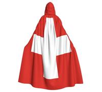 WHJSSF Swiss Flag Pattern Halloween Adult Hooded Cape Cloak with Bow Tie for Costume Parties, Cosplay