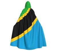 WHJSSF Tanzania Flag Printing Halloween Adult Hooded Cape Cloak - Super Large Hooded Cloak No Zipper