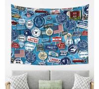 WHJSSF Tapestry 80x60 Inch, Large Aesthetic Wall Hanging | for Dorm Room Decor, Soft Polyester Beach Throw, Picnic Blanket Cartoon American Road Sign Pattern