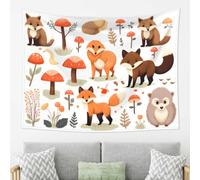 WHJSSF Tapestry 80x60 Inch, Large Aesthetic Wall Hanging | for Dorm Room Decor, Soft Polyester Beach Throw, Picnic Blanket Cartoon Fox Pattern