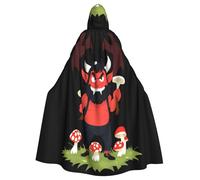 WHJSSF The Devil Picking Mushrooms Pattern Halloween Adult Hooded Cape Cloak for wear during Halloween, role-playing