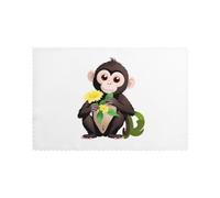 WHJSSF The Flower-Viewing Monkey Prints Placemats Set of 6 12x18in - Heavy-Duty Polyester Table Covers Built for Durability & Heat Resistance