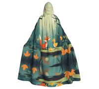 WHJSSF The Fox And The Duckling Printing Halloween Adult Hooded Cape Super Large Hooded Cloak